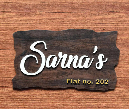 Classic Wooden Home Name Plate Design