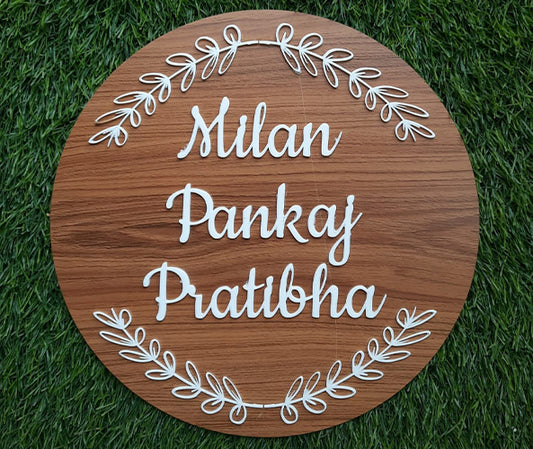 Round Wooden Acrylic Nameplate