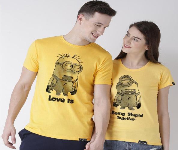 Cotton Minions Printed Yellow Color Half Sleeve