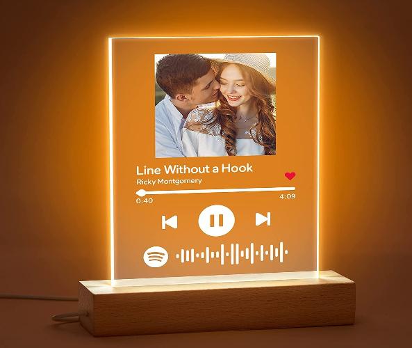 Personalized Spotify Acrylic Frame with Light Customized Arylic Spotify plaque Led Lamp Scannable Song Code Gift for Aniversary