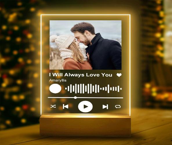 Custom Spotify playue with text, Personalized Song Album Cover with Picture, Music Plaque Night Light, Aniversary Valentines