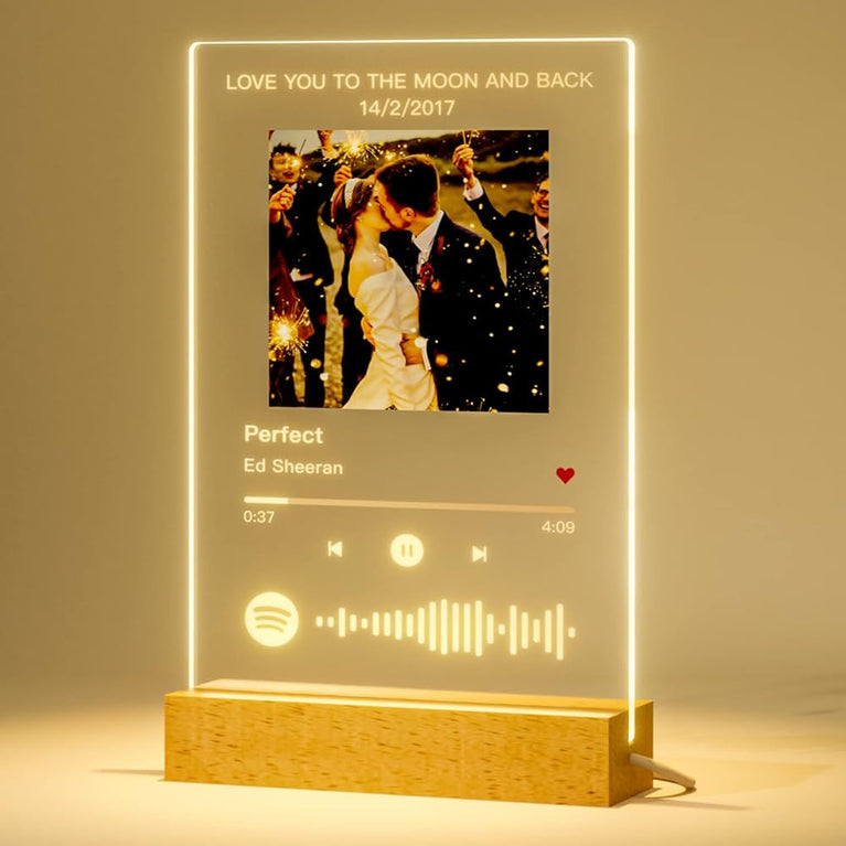 Custom Spotify playue with text, Personalized Song Album Cover with Picture, Music Plaque Night Light, Aniversary Valentines