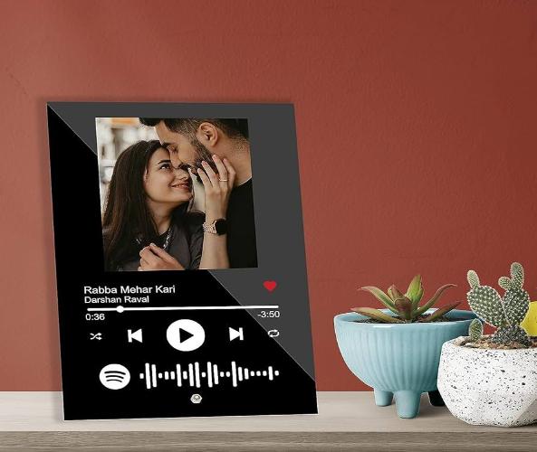 Customized Photo Frame Song Spotify Plaque with Steel Removable Stand