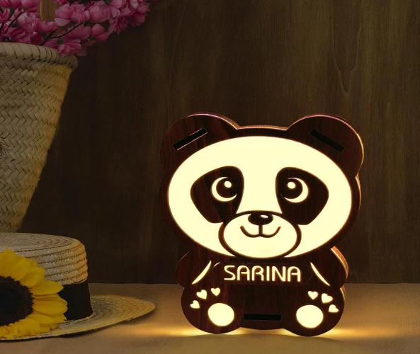 Mini Panda Lamp With Customized Name