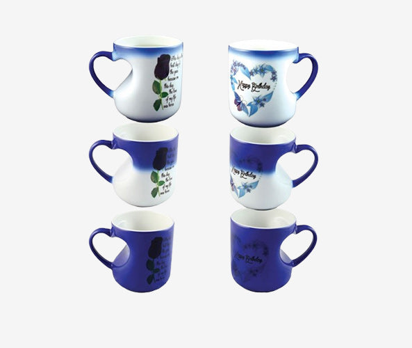 Blue Heart Shaped Handle Magic Mug