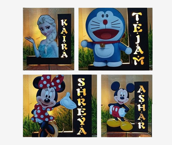 Cartoon Character LED Wooden Lamp