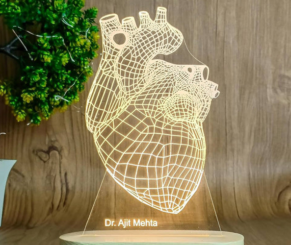 Personalized 3D Illusion Line Art Lamp For Cardiologist