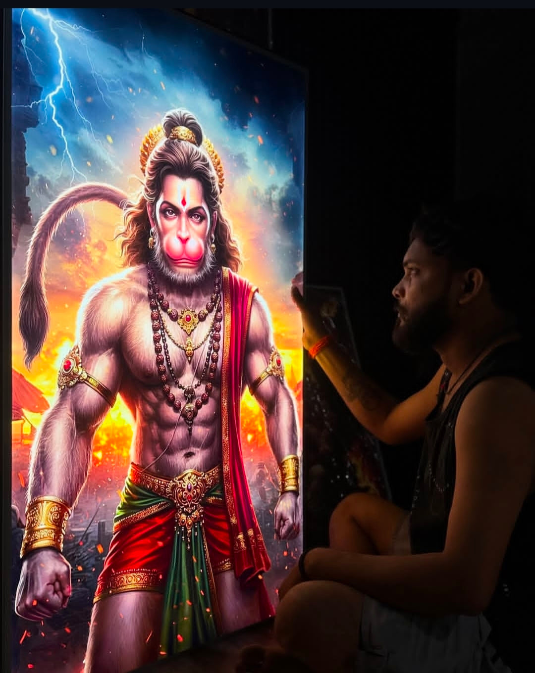 Hanuman ji  Premium Acrylic Glow Light Frame