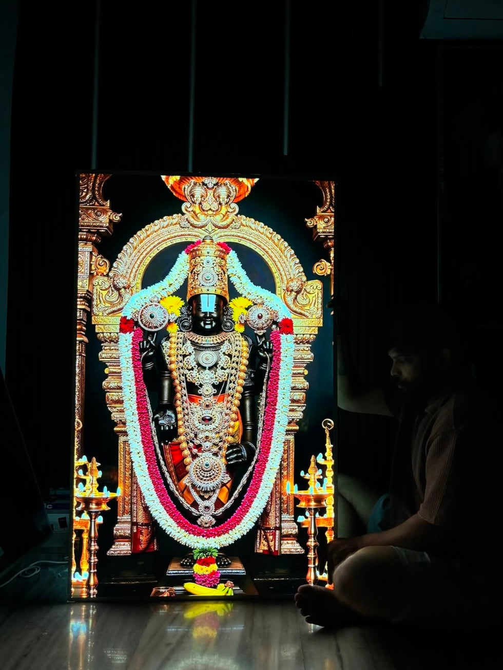 Tirupati Balaji   Premium Acrylic Glow Light Frame