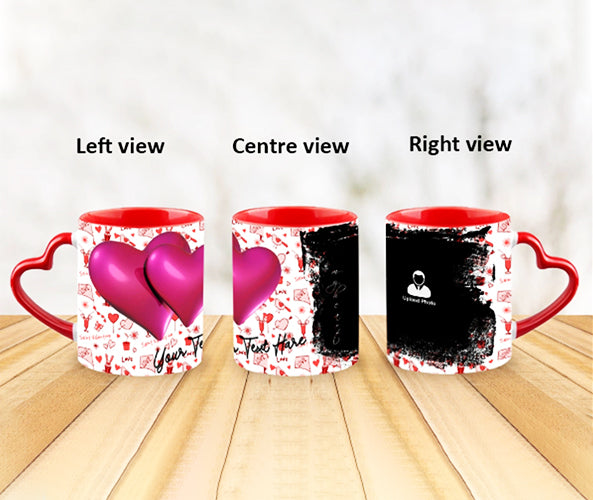 Love Pattern Purple Hearts Together Personalized Heart Handle Mug