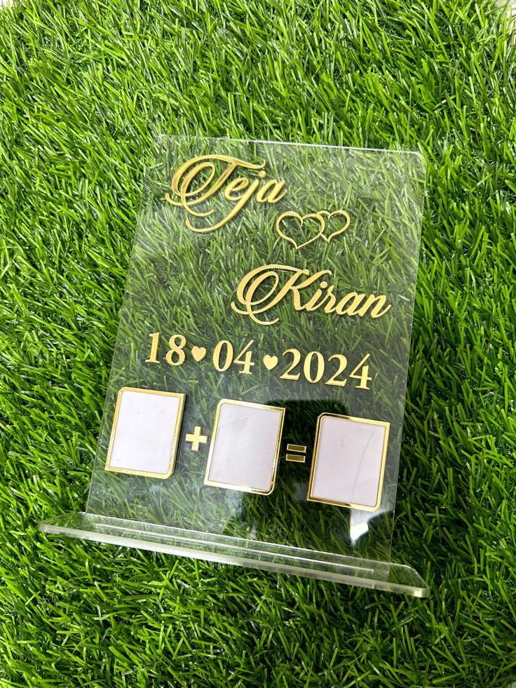 Customized Couple Thumb Impression Frame with Wooden Stand