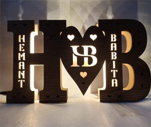 A to Z Alphabetic Wooden Couple Name Board