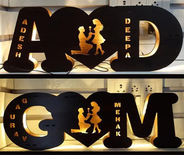 A to Z Alphabetic Wooden Couple Name Board