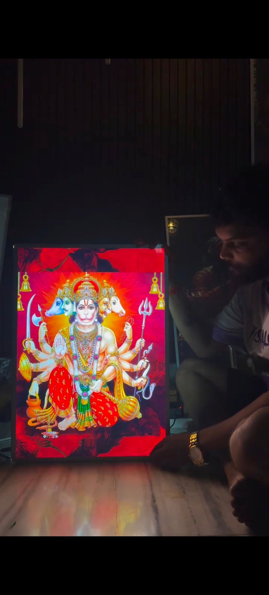 Hanuman ji  Premium Acrylic Glow Light Frame
