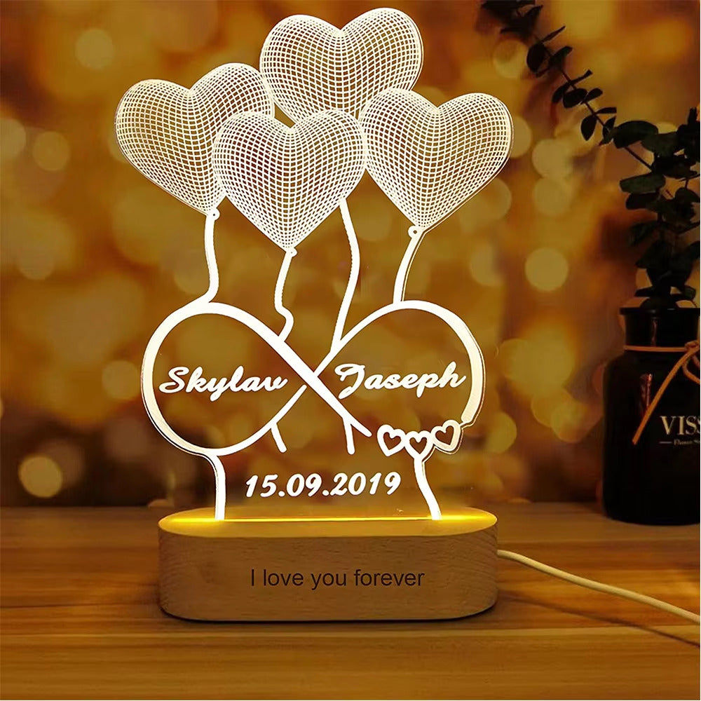 Personalized 3D Illusion Name Lamp with Photo