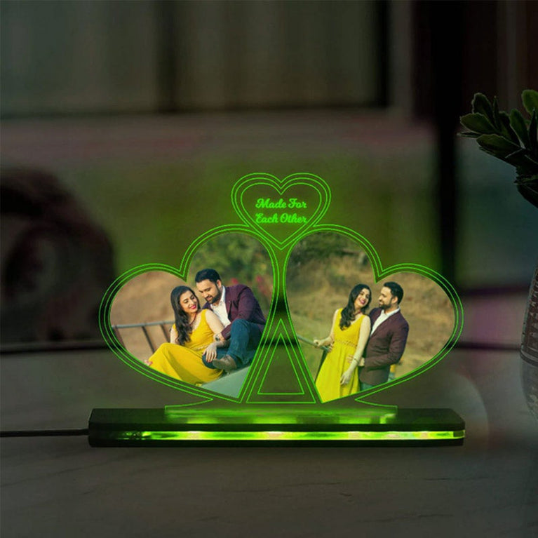 2 Hearts Acrylic 3D Lamp