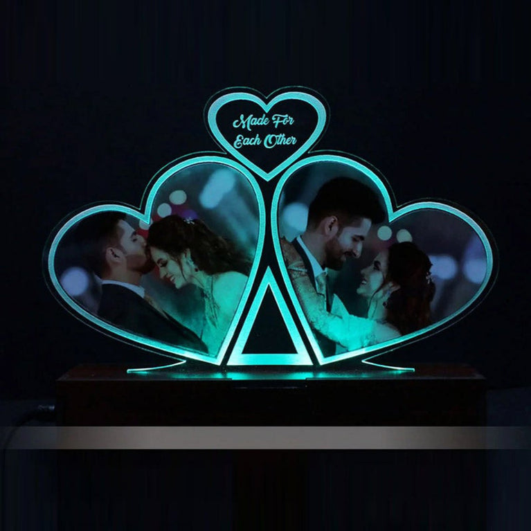 2 Hearts Acrylic 3D Lamp