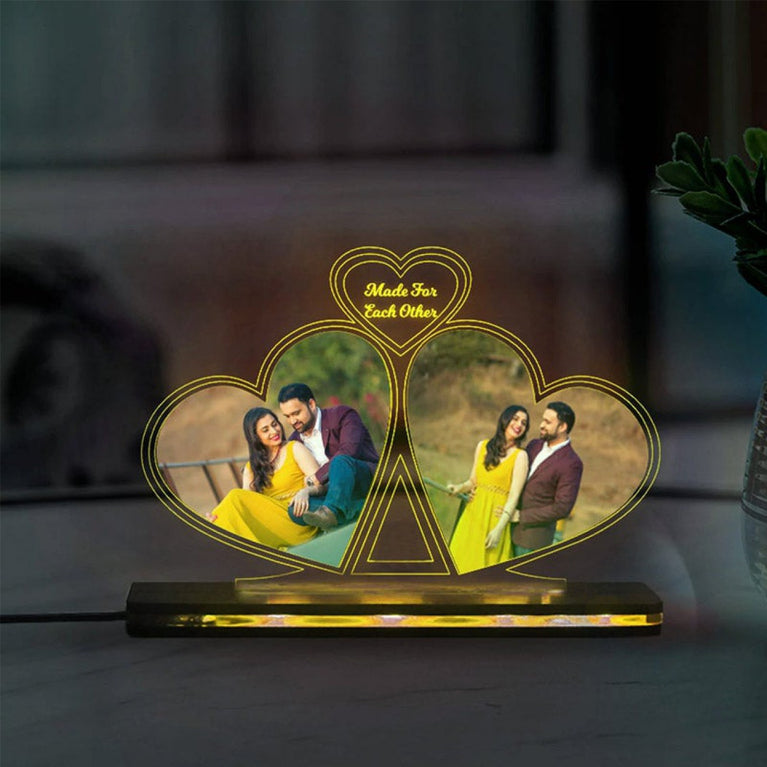 2 Hearts Acrylic 3D Lamp