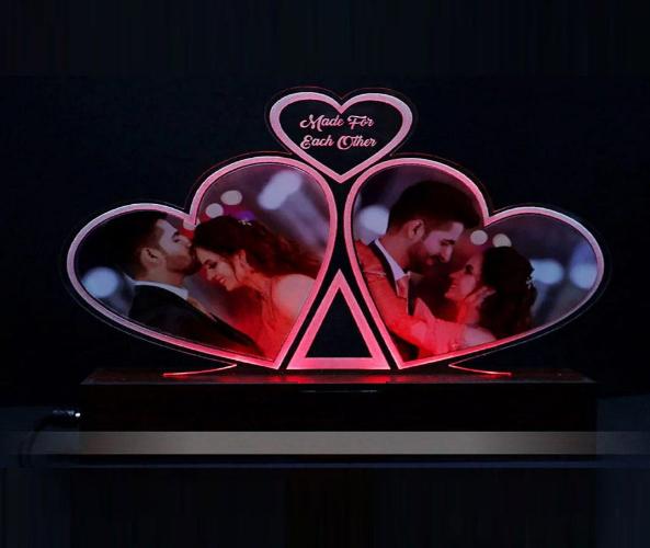 2 Hearts Acrylic 3D Lamp