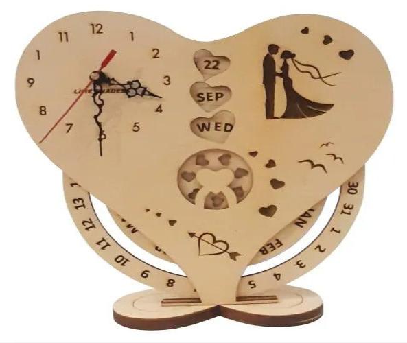 Wooden Lime Shades Romantic Clock with Calendar