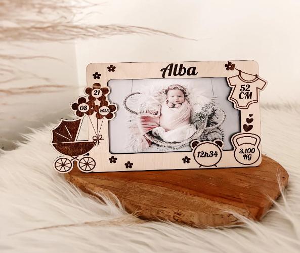 Frame With Changeable Birth Photo, Birth Information, Baby Frame