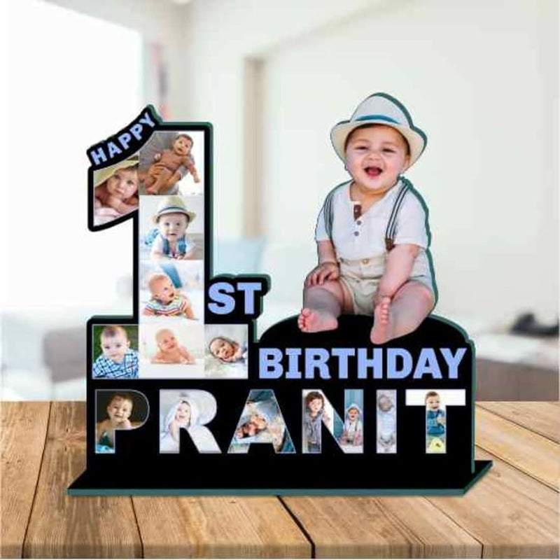 Customized kids 1st birthday frame with name & photos