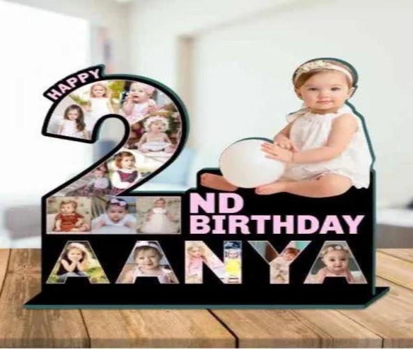 Customized kids 1st birthday frame with name & photos