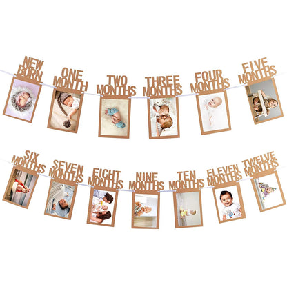1-12 month frame photo banner for first birthday Baby