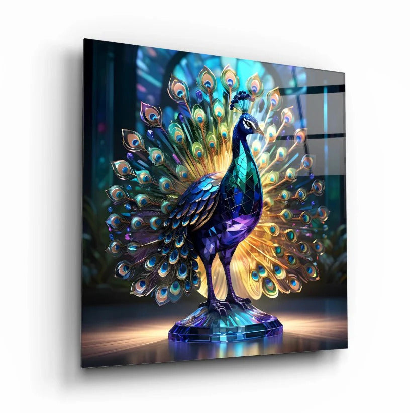 Peacock Wall Decor-Tempered Glass Wall Art-Peacock Wall Art-Glass Printing-Large Wall Art-Wall Hangings-Glass Wall Decor-