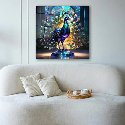 Peacock Wall Decor-Tempered Glass Wall Art-Peacock Wall Art-Glass Printing-Large Wall Art-Wall Hangings-Glass Wall Decor-