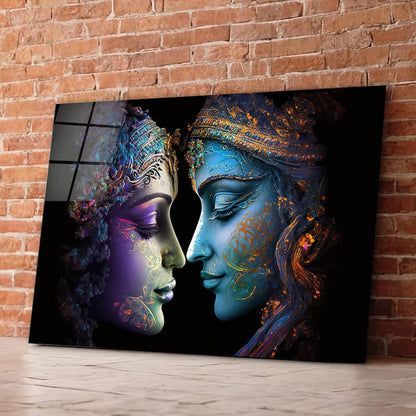 Radha Krishna Glass Wall Art, Tempered Glass Hindu Wall Decor, Wall Hangings, Engagement Gifts, Living Room Art, Wedding Gifts, Glass Print 4