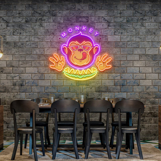Monkey Logo Hotdog Artwork Led Neon Sign Light