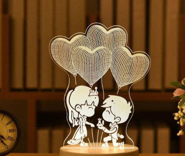 Customized 3D heart Acrylic Led lamp for couple