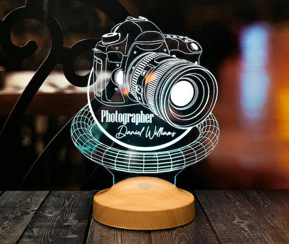 Photo Camera Acrylic Led Lamp as Photographer