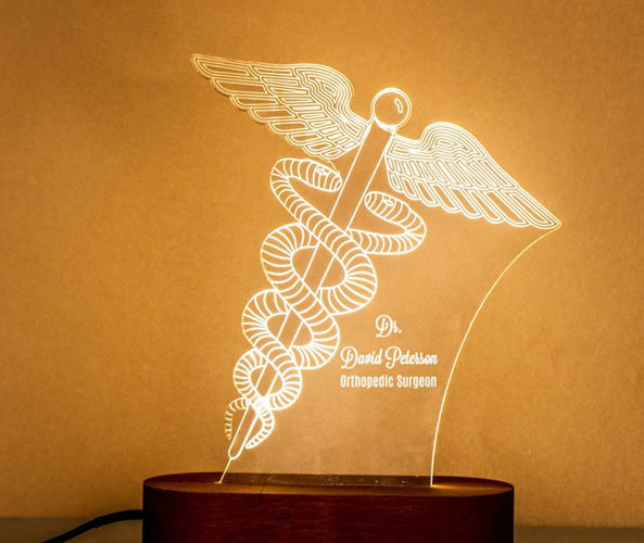 Customized Acrylic Led Desk Lamp With Medical Sign