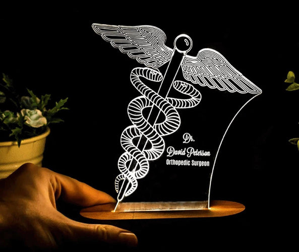 Customized Acrylic Led Desk Lamp With Medical Sign