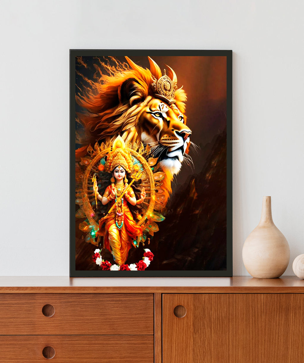 Durga Mata  Premium Acrylic Glow Light Frame