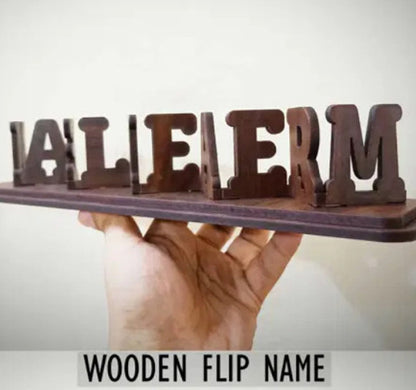 Stylish Customized Double Side Flip Wooden Name