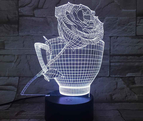 3d Optical Illusion Lamp Rose Flower 16 Colors