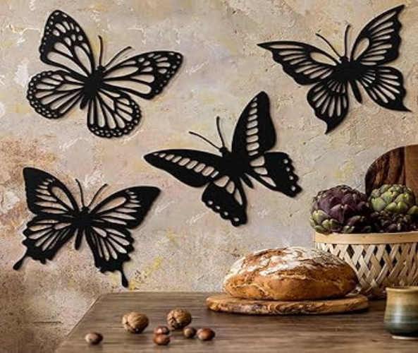 4 Pieces Butterfly Wood Wall Decor Large Butterfly Wall Art Wooden Hanging