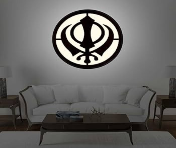 Wahe Guru MDF Wood Backlit Wall Art with LED Light