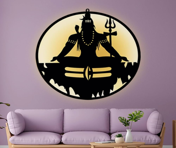 Mahadev Shiv Ji Wall Décor 3D Wall Art with LED Backlight