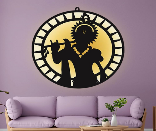 Bansuri Krishna Wall Décor 3D Wall Art with LED Backlight