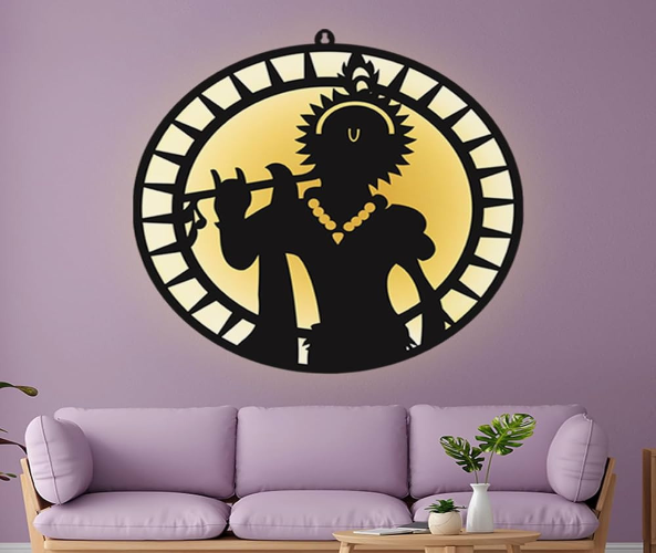 Bansuri Krishna Wall Décor 3D Wall Art with LED Backlight