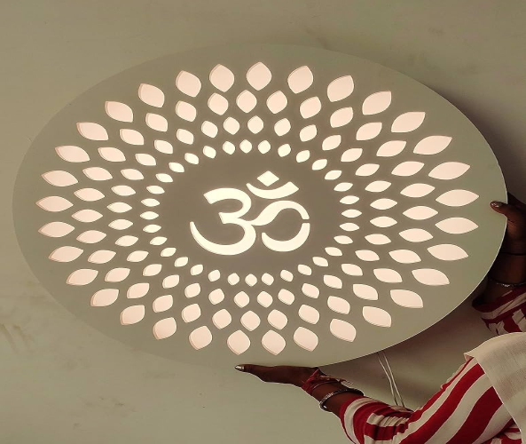 OM Mandala Wall Art Backlit LED for Pooja Room and Temple Decor