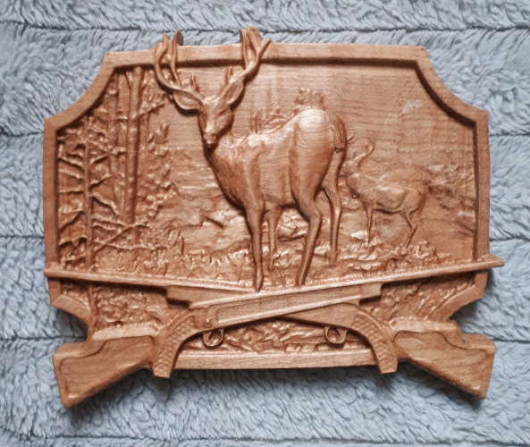 Wood Deer and Guns 3D Carving