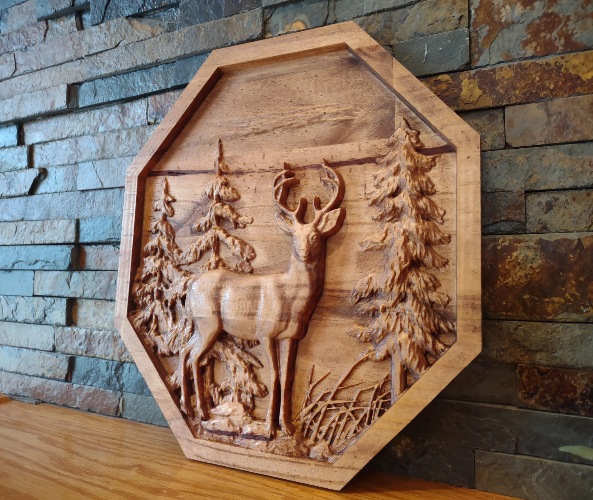 Deer Carving, 3D Wood Wall Art, Wood Cabin Décor