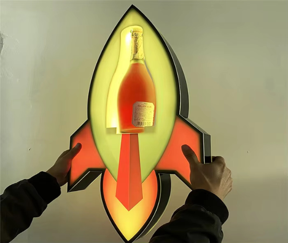 Customized Rocket Shape Led Bottle Presenter