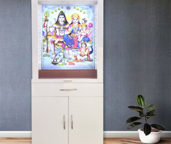 Shiv Parivar Mandir with Printed Acrylic and Storage Space