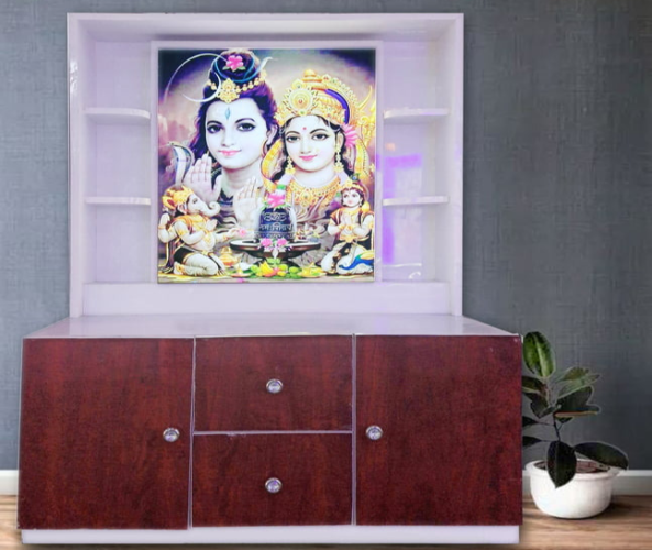 Shiv Parivar Mandir with Printed Acrylic and Storage Space